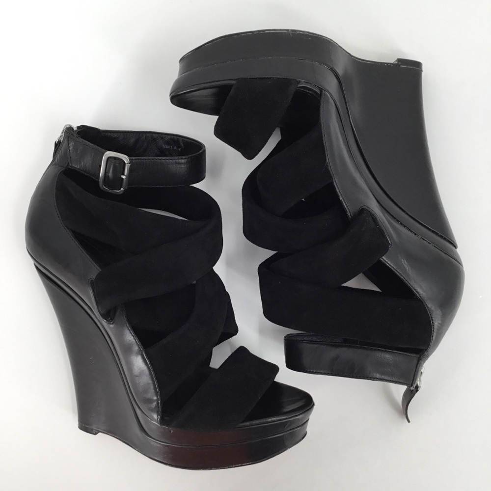 RACHEL ZOE Katherine Wedge Sandal Black Platform